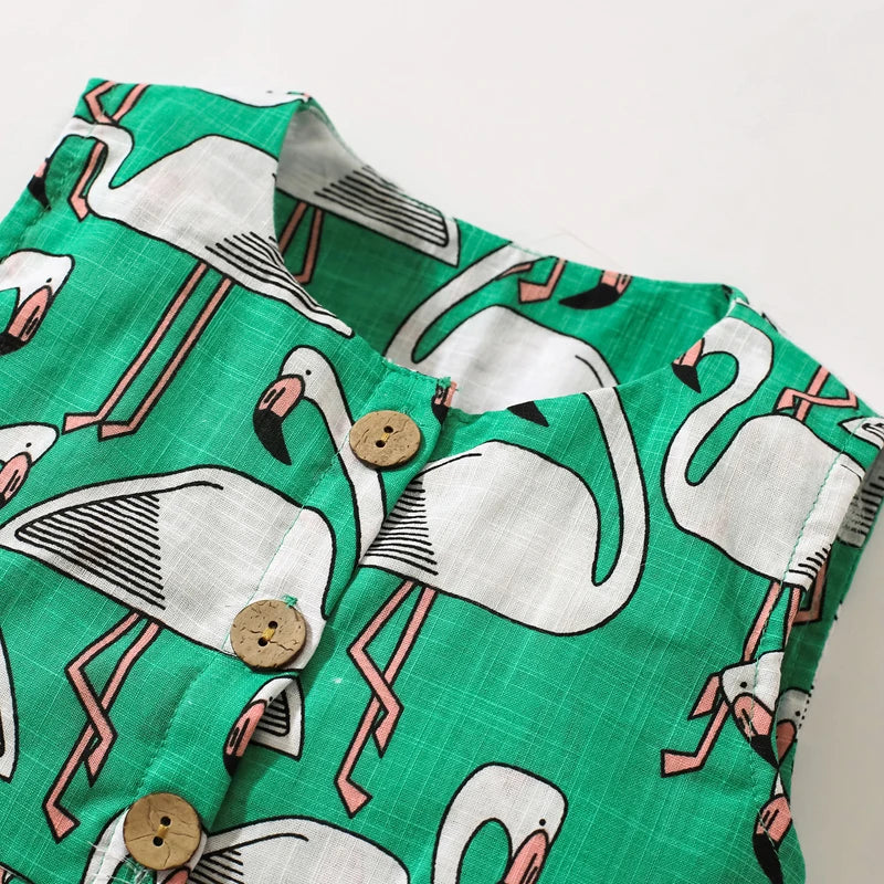 Red-crowned Crane Design Little Girls Sleeveless Dress childrensterritory