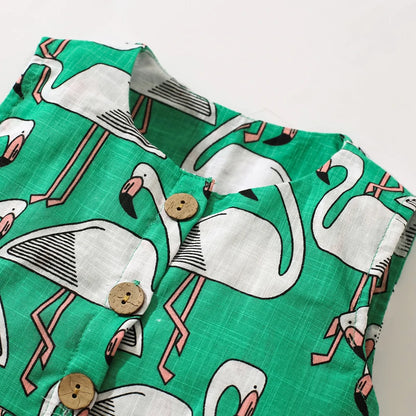 Red-crowned Crane Design Little Girls Sleeveless Dress childrensterritory