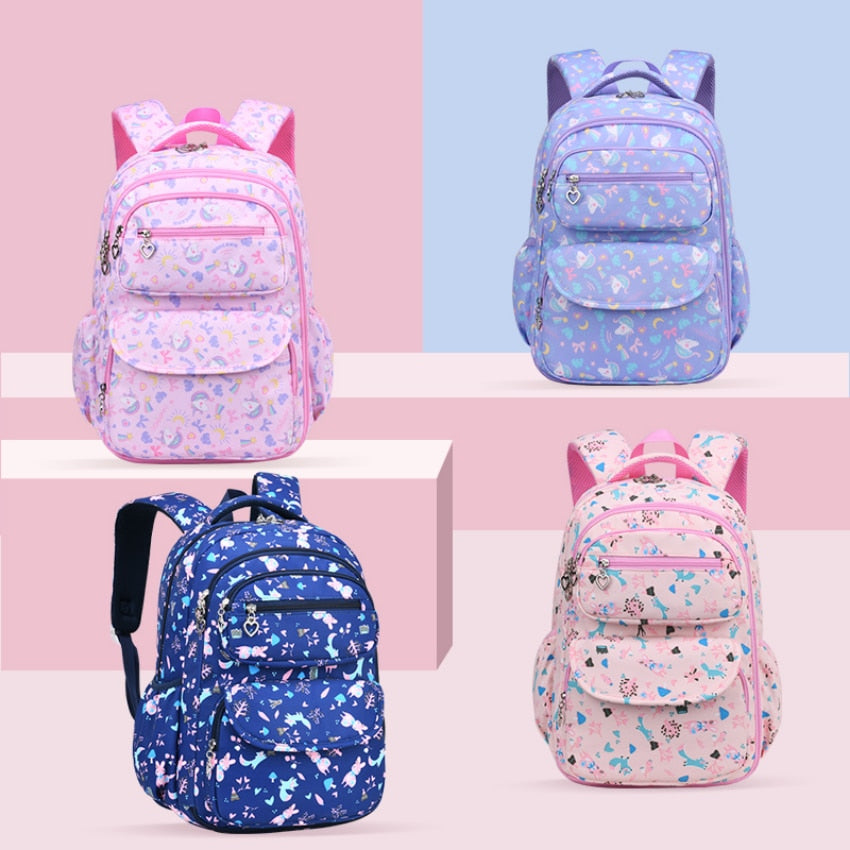 Colorful Print Waterproof Kids Girls Large School Bags childrensterritory