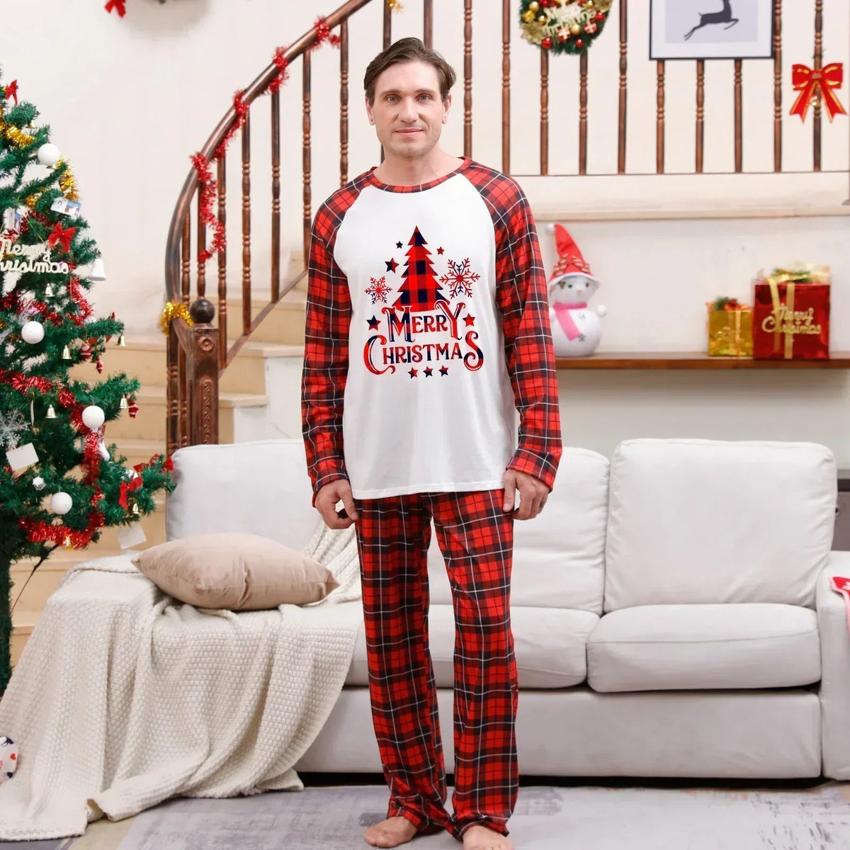 Santa Tree Print  Soft Warm Christmas Pyjamas Set for Family
