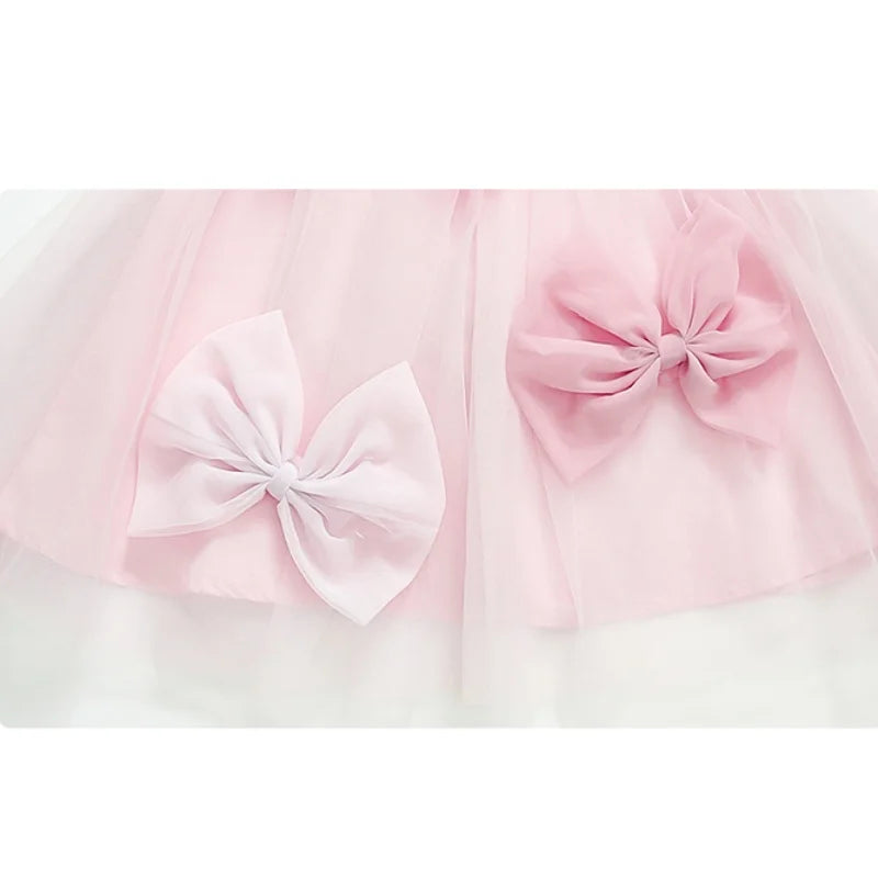 Little Girls Stylish Bow Design A-Line Princess Yarn Skirt Dresses