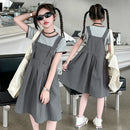 Kids/Teen Girls Solid Color Top and Dress Set for Summer childrensterritory