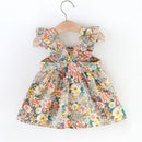 Baby Girls' Fashionable Floral Cotton Dress with Crossbody Bag childrensterritory