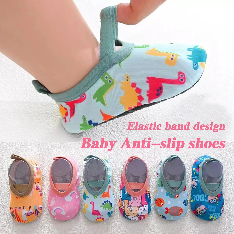 Cartoon Design Baby Beach Sneakers, Aqua Barefoot Shoes