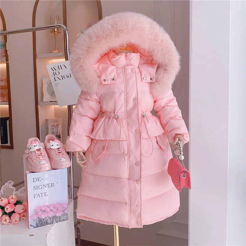 Kids Girls -30℃ Long Thick Warm Hooded Down Parkas childrensterritory