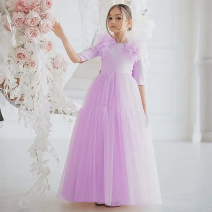 Tulle Flower Girl Dresses With Bow For Wedding Birthday