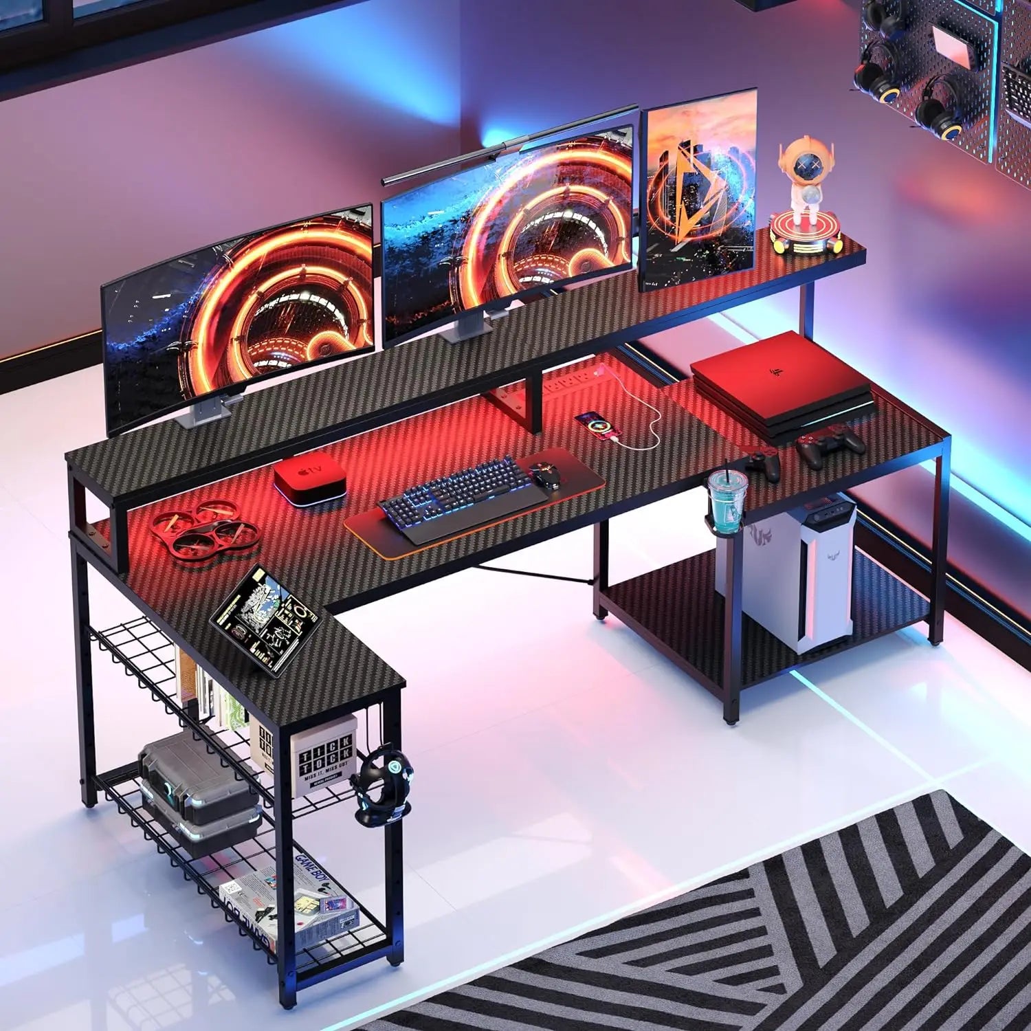 LED Computer Desk with Long Monitor Stand childrensterritory