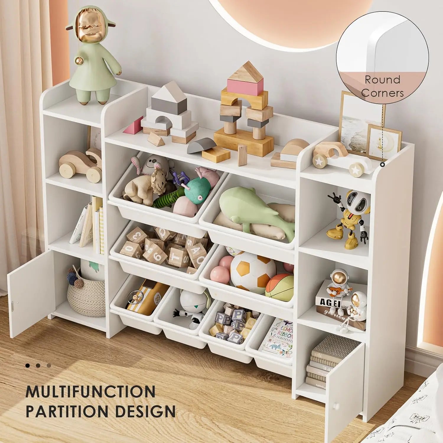 55-inch Toy Storage Organizer Featuring 8 Toy Bins and Shelves childrensterritory