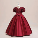 Sequin Bow Design Kids Girls Bridesmaid Princess Party Dress childrensterritory