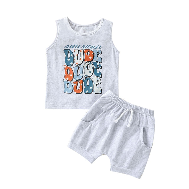 Letter Print Baby Boy Independence Day Clothing Set childrensterritory