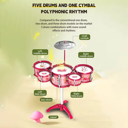 Kids Musical Instruments Toy- Mini Jazz Drum Set with Stool