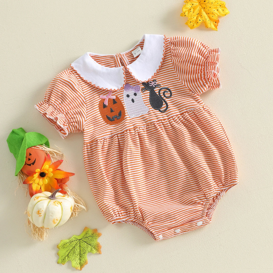 Baby Girl Doll Collar Striped Romper for Halloween