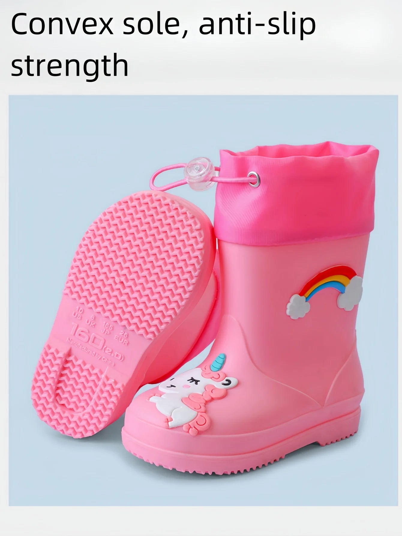 Cartoon Unicorn Design Buckle Non-slip Rain Shoes for Kids childrensterritory