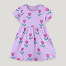 Little Girls' Long Sleeves Cotton Flowers Design Dress