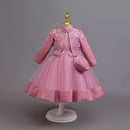 Elegant Long Sleeve Girls' Embroidery Flower Dresses