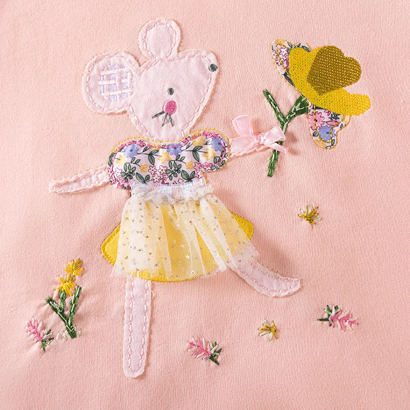 Mouse Ballet Appliques Design Little Girls Sweatshirt