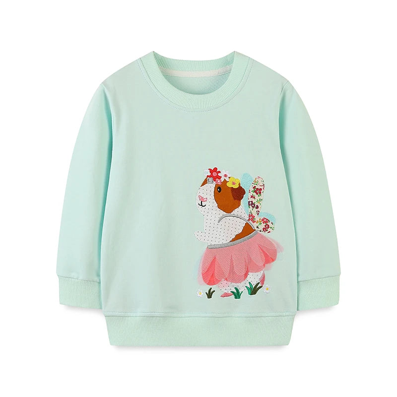 Cartoon Animal Design Little Girls Cotton Sweatshirts for Winter childrensterritory