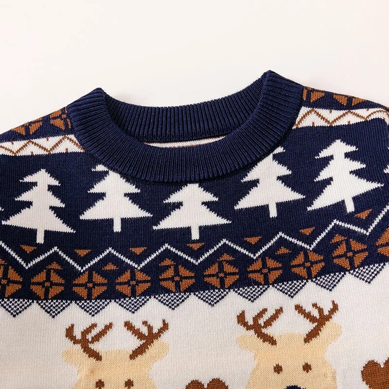 Cartoon Deer Design Knitted Christmas Sweaters For Kids childrensterritory