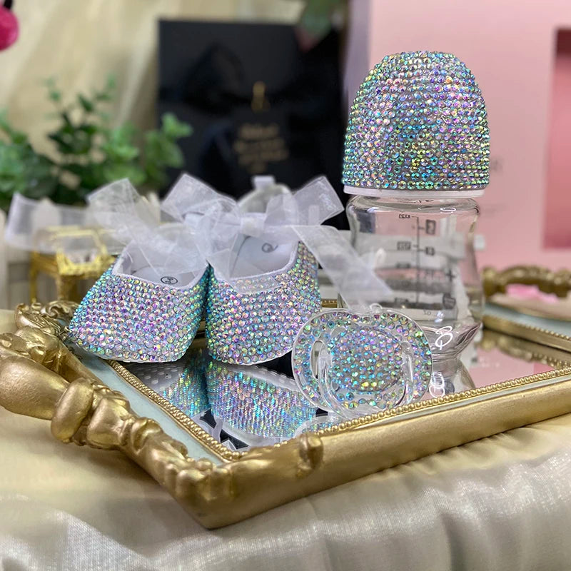 Luxury Keepsake Diamond Baby Bottles and Shoes Headband Set childrensterritory