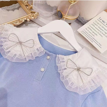 Kids Girls 2PCS Winter Knitted Casual Top + Skirt Set