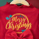 Girls' Long-Sleeved Bow Design Christmas Party Dresses childrensterritory