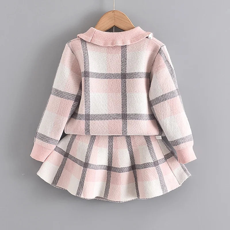 Girls Collar Design Winter Casual Clothing Sets childrensterritory
