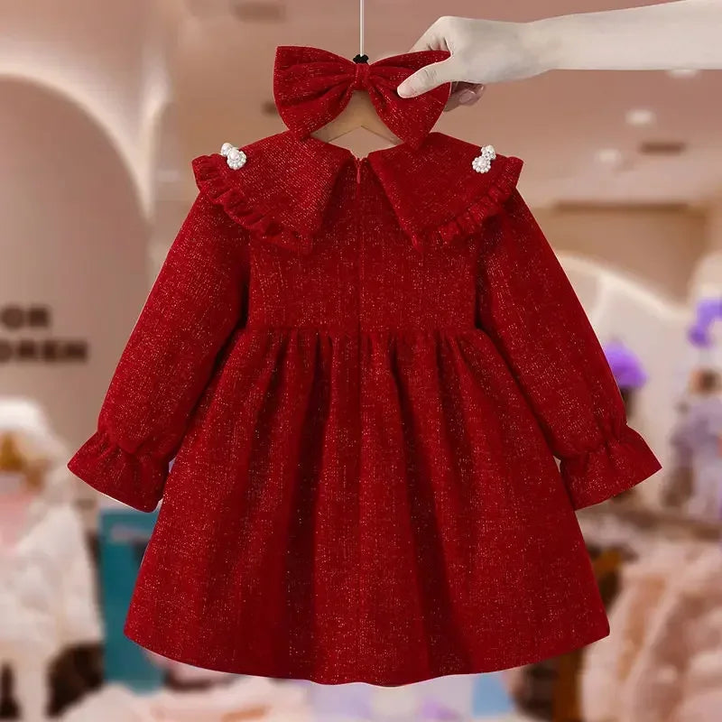 winter dresses girls Red Winter Dresses For Juniors Burgundy Red Girl Dress Long Sleeve Turn-down Collar Winter Autumn