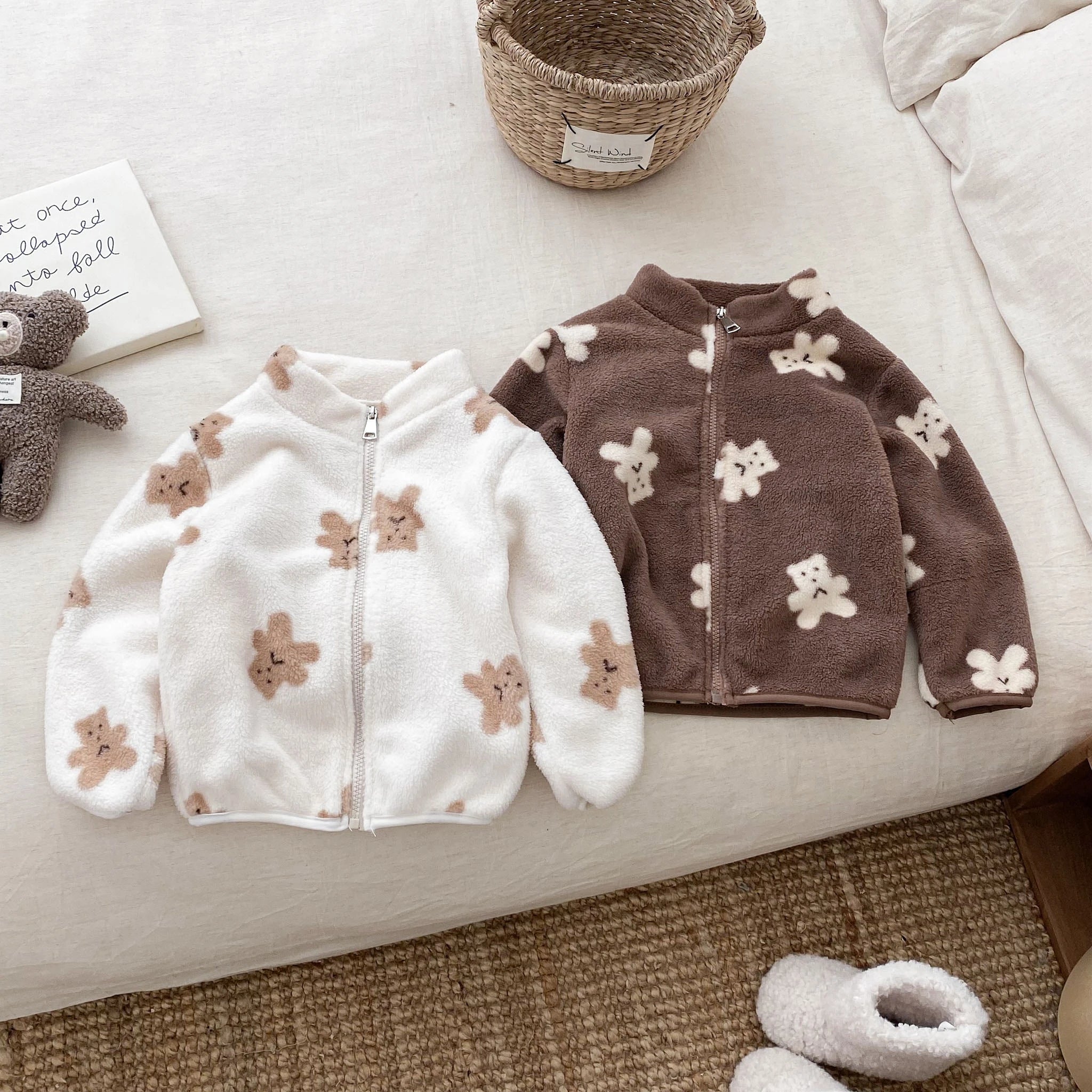 Kids Cartoon Print Long Sleeves Warm Jacket