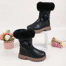 Princess Girls Zipper Flower Design Warm Fur Boots childrensterritory