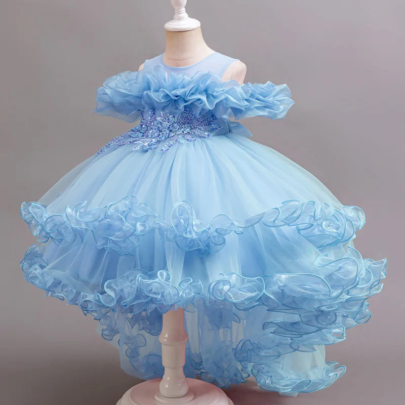 Tulle Ruffles Beaded Baby/Kids Girls Birthday Party Dress
