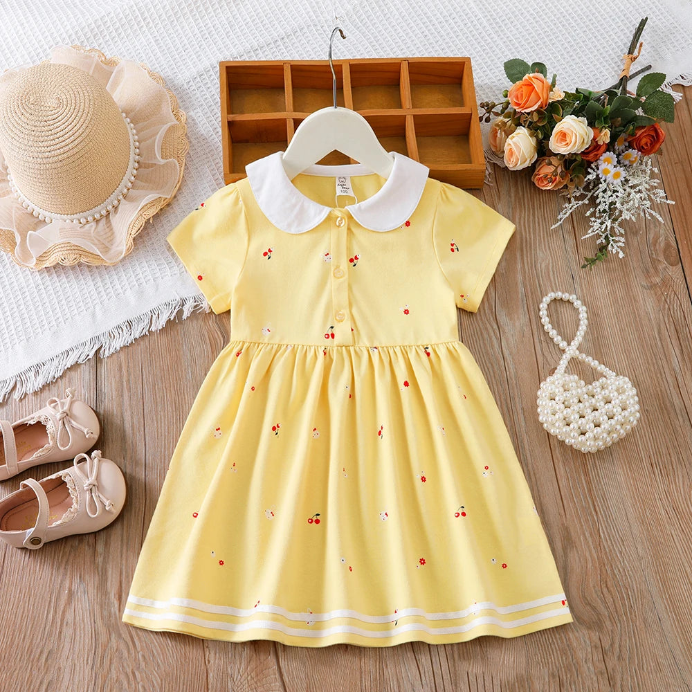 Little Girls Cute Print Cotton Summer Dresses childrensterritory