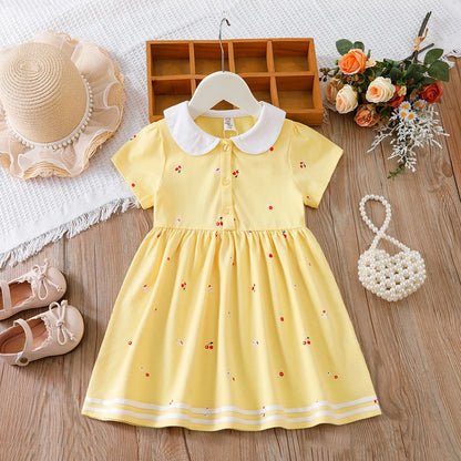 Little Girls Cute Print Cotton Summer Dresses childrensterritory