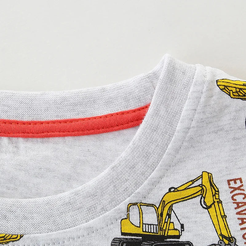 Little Boys Cartoon Excavator Pattern Cotton T-Shirts childrensterritory