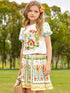 Kids Girls Cartoon Printed Top with Skirt Summer Set childrensterritory