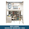 Kids Modren Bunk Bed with Bookcase and Wardrobe childrensterritory