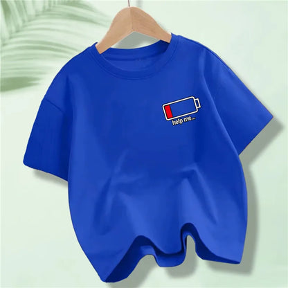 Kids 100% Full Battery Design T-shirts for Summer childrensterritory