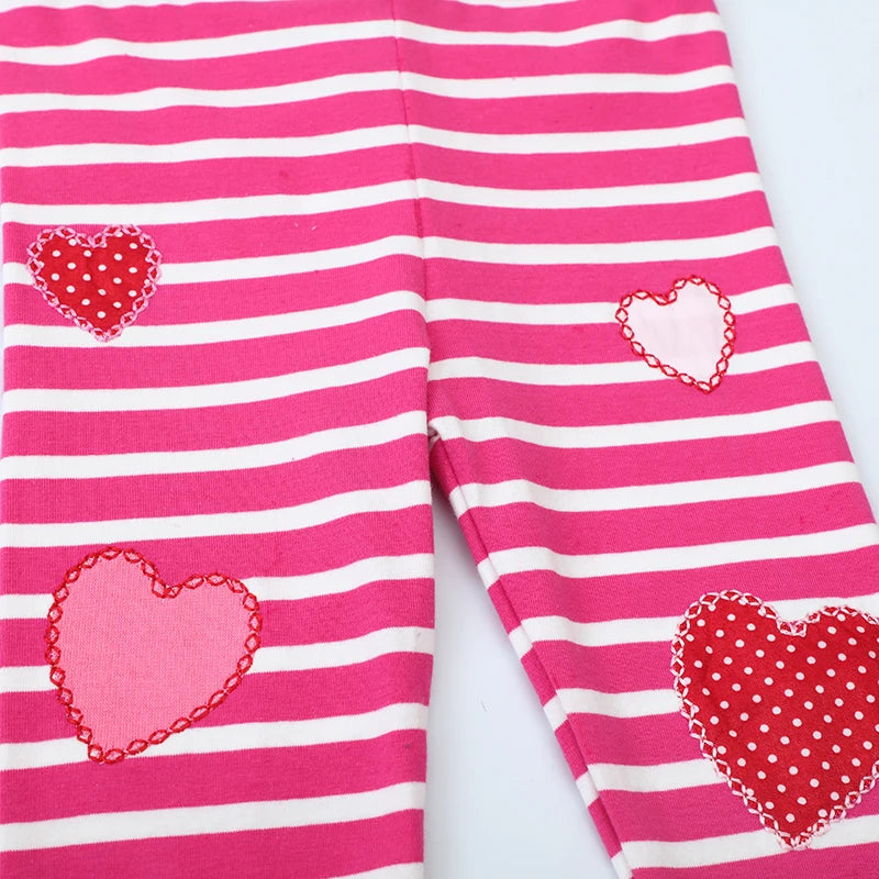 Cute Heart Striped Design Cotton Pants For Girls childrensterritory