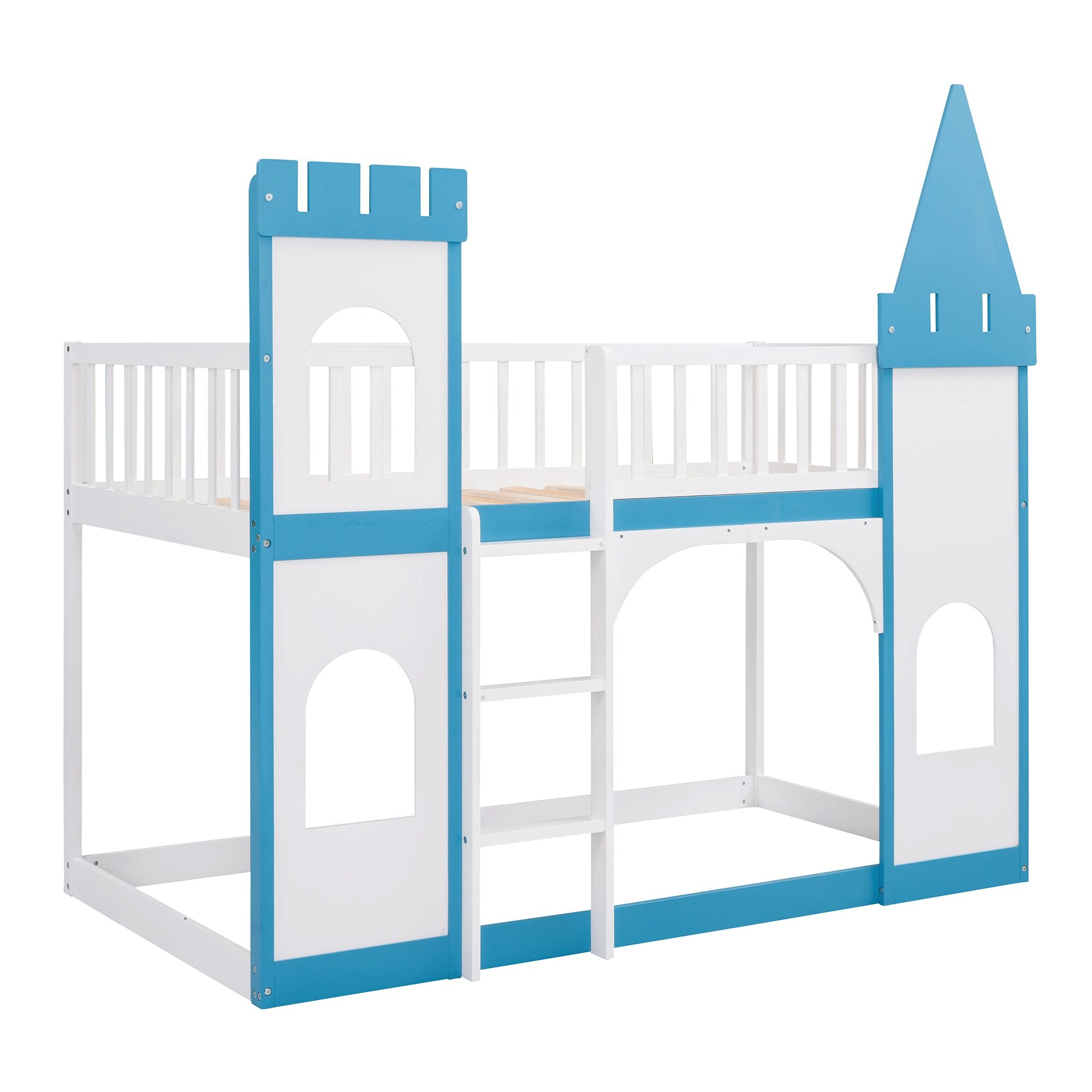 Twin Over Twin Castle Bunk Bed with Ladder childrensterritory