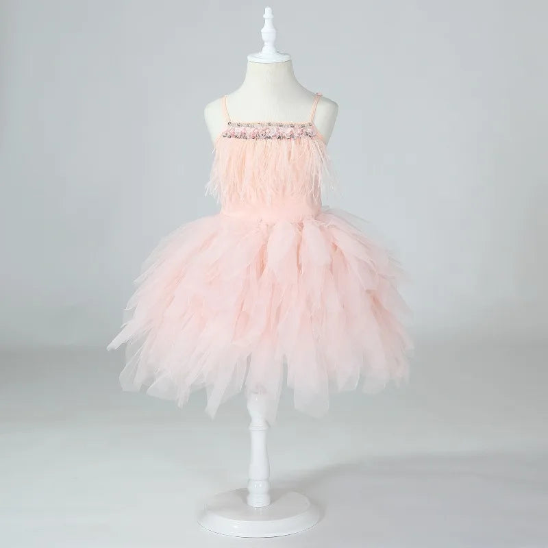 Sleeveless Lace Design Princess Dresses For Girls