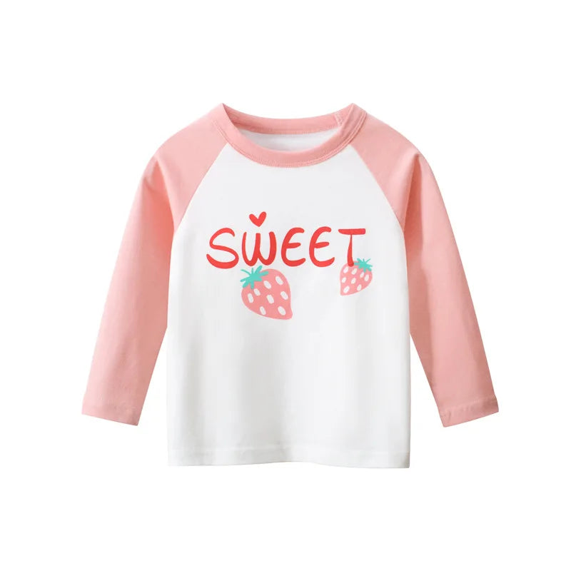 Girls' Cartoon Print Long Sleeves Stylish Tops