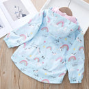 Stylish Rainbow and Unicorn Print Hooded Windbreaker for Kids childrensterritory
