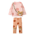Little Girls Cartoon Bear Design T shirt+Pants Sets for Autumn childrensterritory