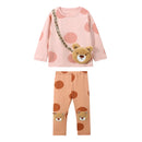 Little Girls Cartoon Bear Design T shirt+Pants Sets for Autumn childrensterritory