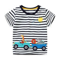 Striped Cartoon Animals Design Little Boys Cotton T-Shirts childrensterritory