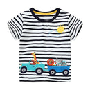 Striped Cartoon Animals Design Little Boys Cotton T-Shirts childrensterritory