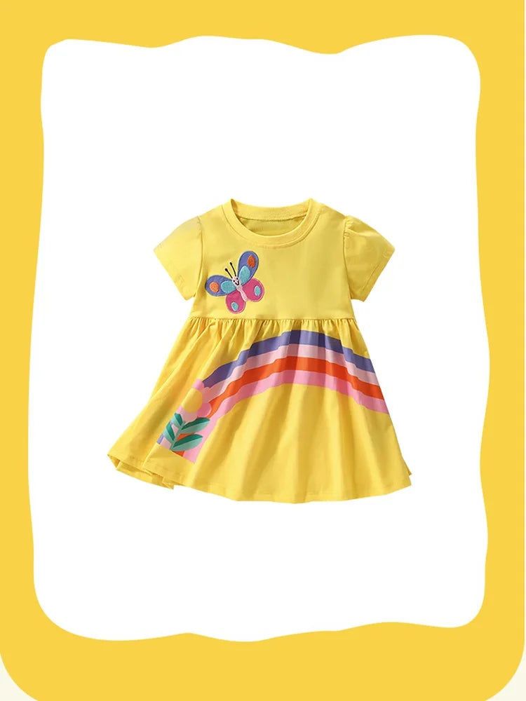 Kids Girls Floral and Butterfly Print Cotton Princess Dress