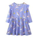 Kids Girls Cats Embroidery Birthday Frocks
