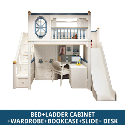 Kids Modren Bunk Bed with Bookcase and Wardrobe childrensterritory