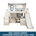 Kids Modren Bunk Bed with Bookcase and Wardrobe childrensterritory