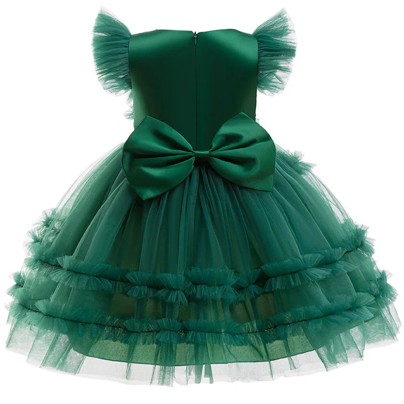 Princess Girls Christmas Tree Mesh Party Dress childrensterritory